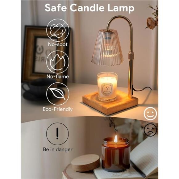 Candle Warmer Lamp Dimmable Wax Melts Warmer Adjustable Height Timer Home Decor - Picture 3 of 8